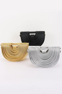 Metallic Faux Leather Noodle Bag Purse Handbag