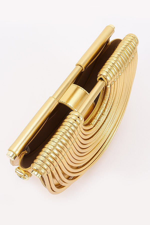 Metallic Faux Leather Noodle Bag Purse Handbag