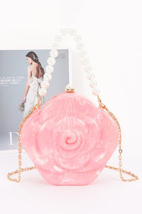 Acrylic Clutch Purse W/pearl Handle