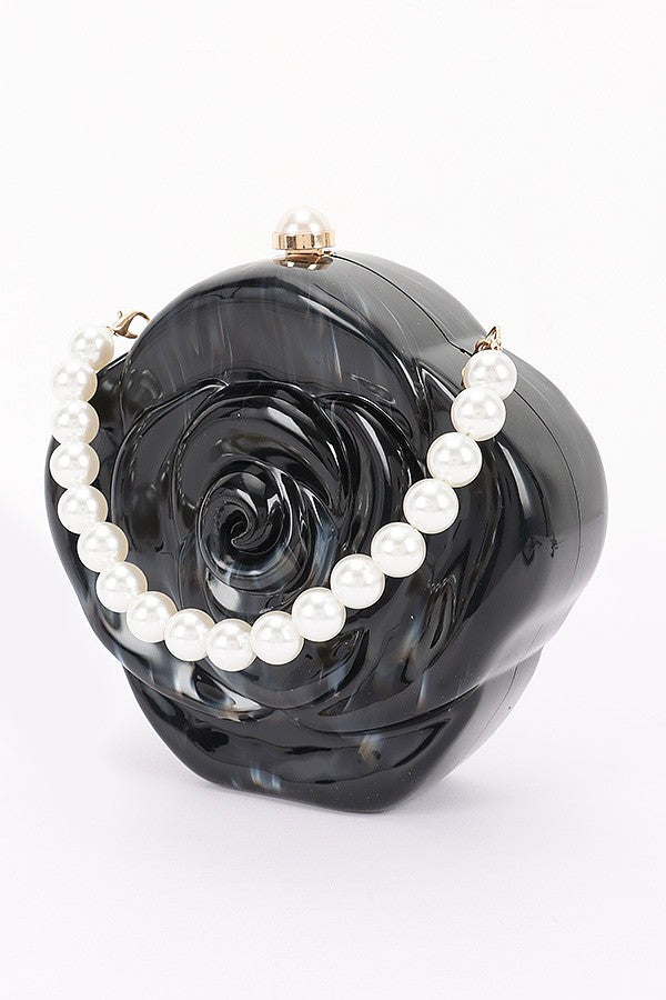 Acrylic Clutch Purse W/pearl Handle