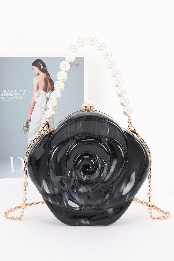 Acrylic Clutch Purse W/pearl Handle