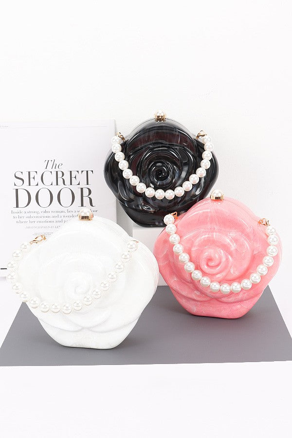 Acrylic Clutch Purse W/pearl Handle