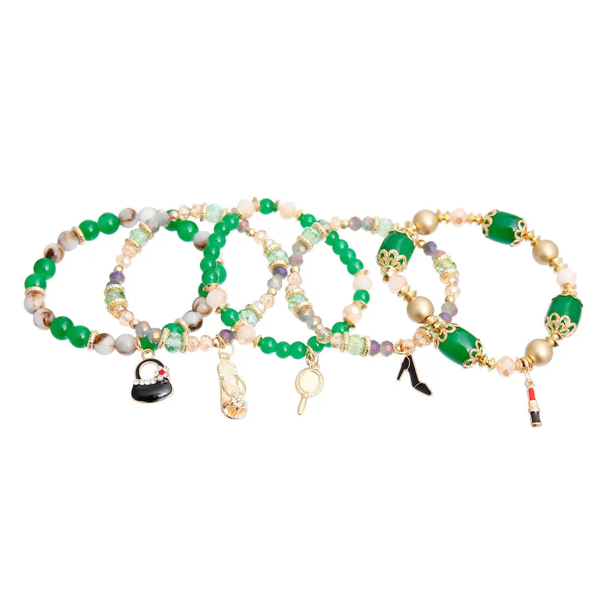 Green Bead Fashion Charm Bracelets – Stylish & Vibrant Jewelry Set - Modestly Vogue