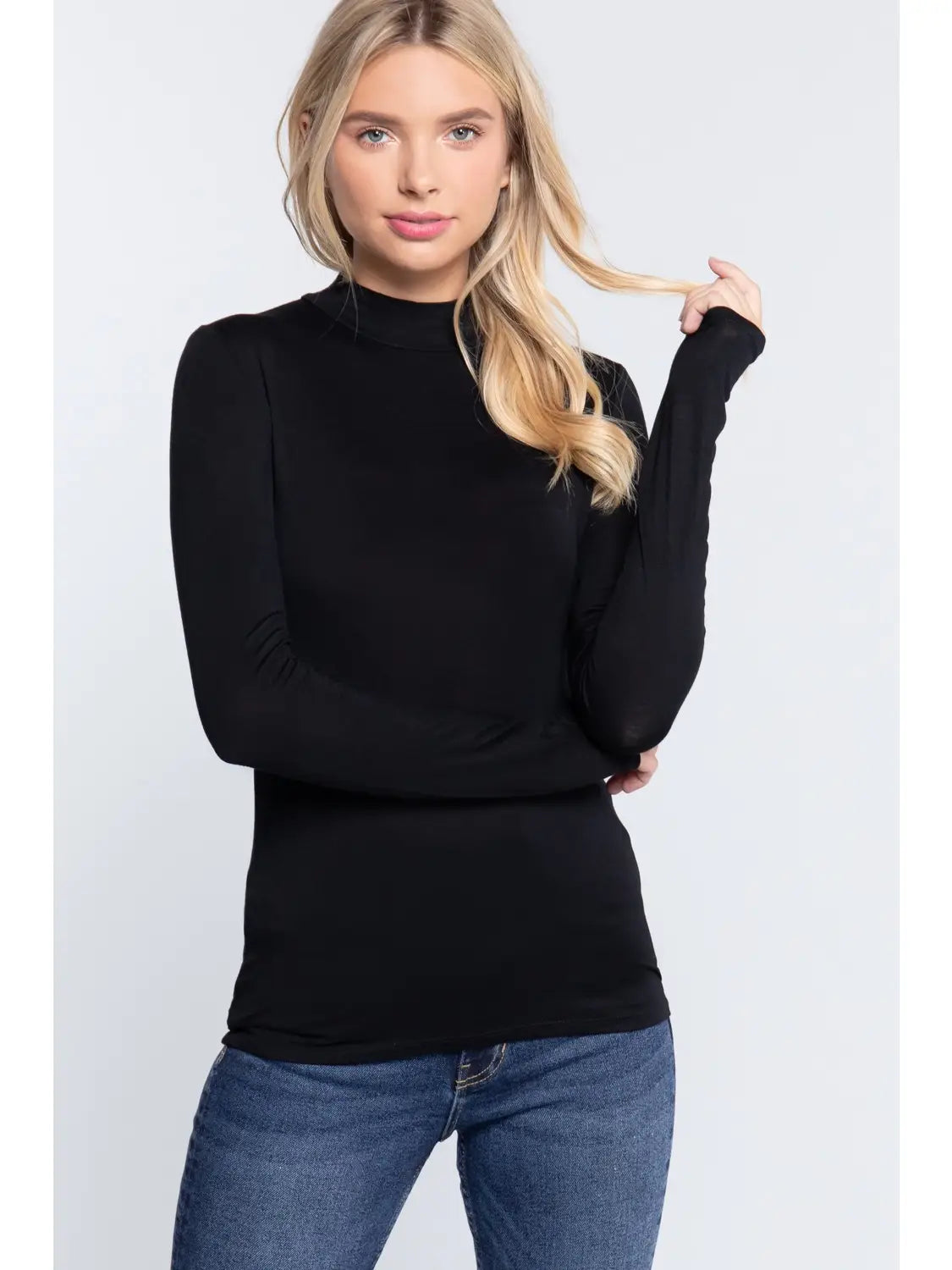 Mock Neck Fitted Rayon Jersey Top – Sleek, Soft & Modest - Modestly Vogue