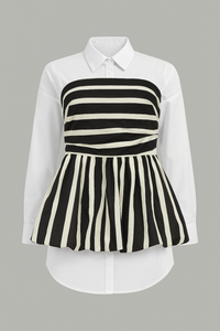 Stripe Strapless Peplum Top – Stylish & Chic Women’s Top - Modestly Vogue