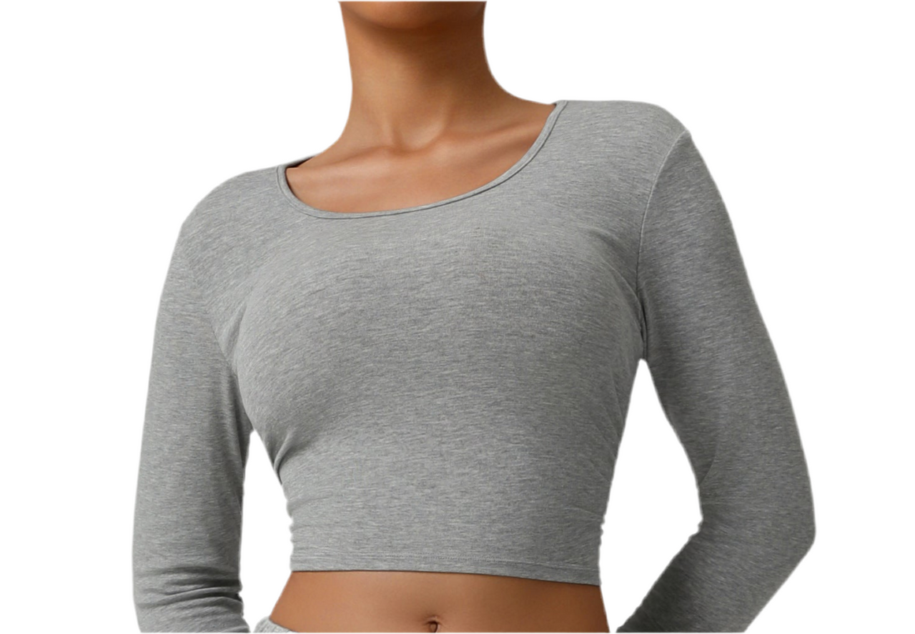 Threaded Short Yoga Clothes Women Cropped Slim Look Running Autumn Sports Long Sleeved T shirt Training Quick Drying Top