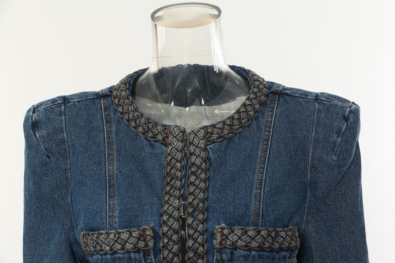 Personality Women Delicate Personality Padded Shoulder Denim Jacket Short Coat Women