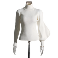 Neutral Elegant Half Turtleneck Sweater - Asymmetric Slim Fit for Women