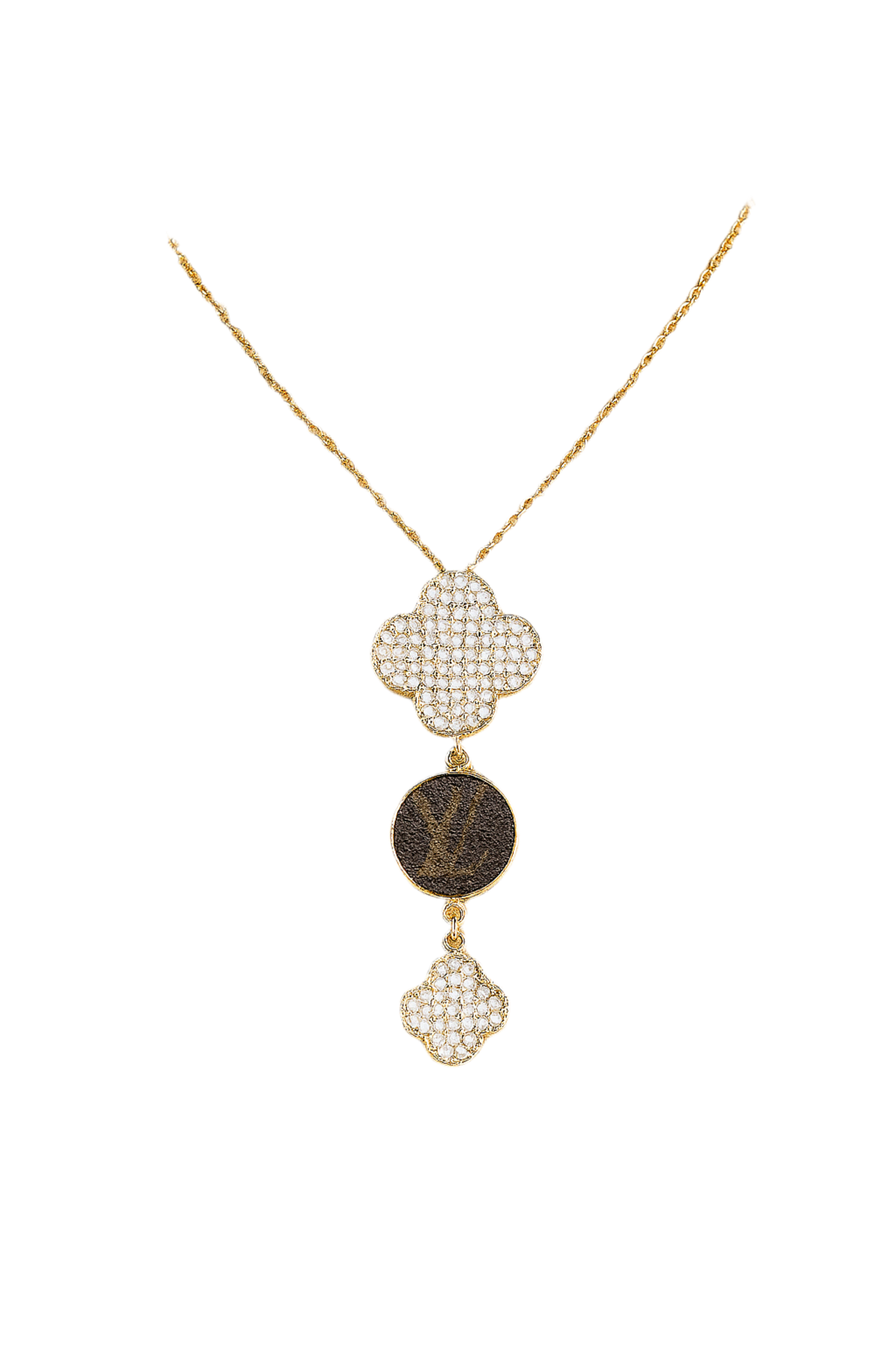 Upcycled LV Clover Necklace – Sustainable and Chic Luxury Jewelry - Modestly Vogue