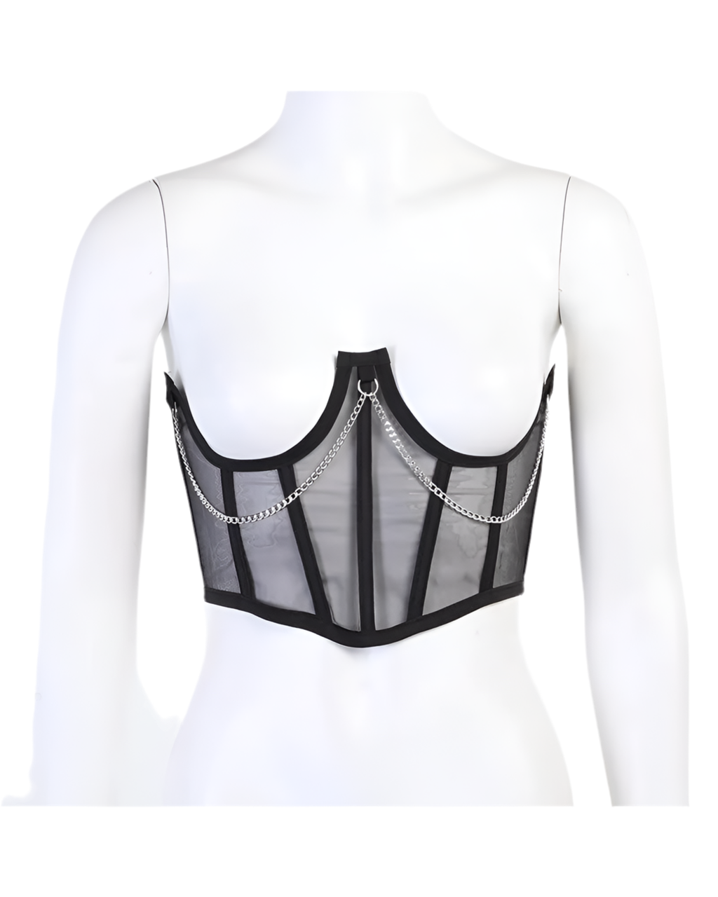 Corset Under bust Punk Metal Chain Black Women Top Belt