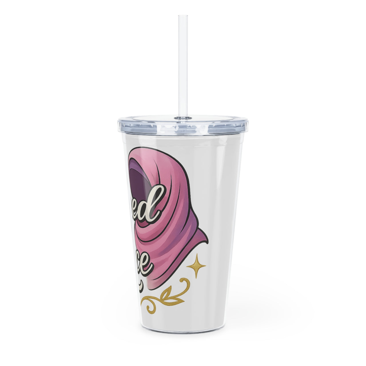 Covered in Grace Reusable Plastic Tumbler with Straw –20 oz. - Modestly Vogue