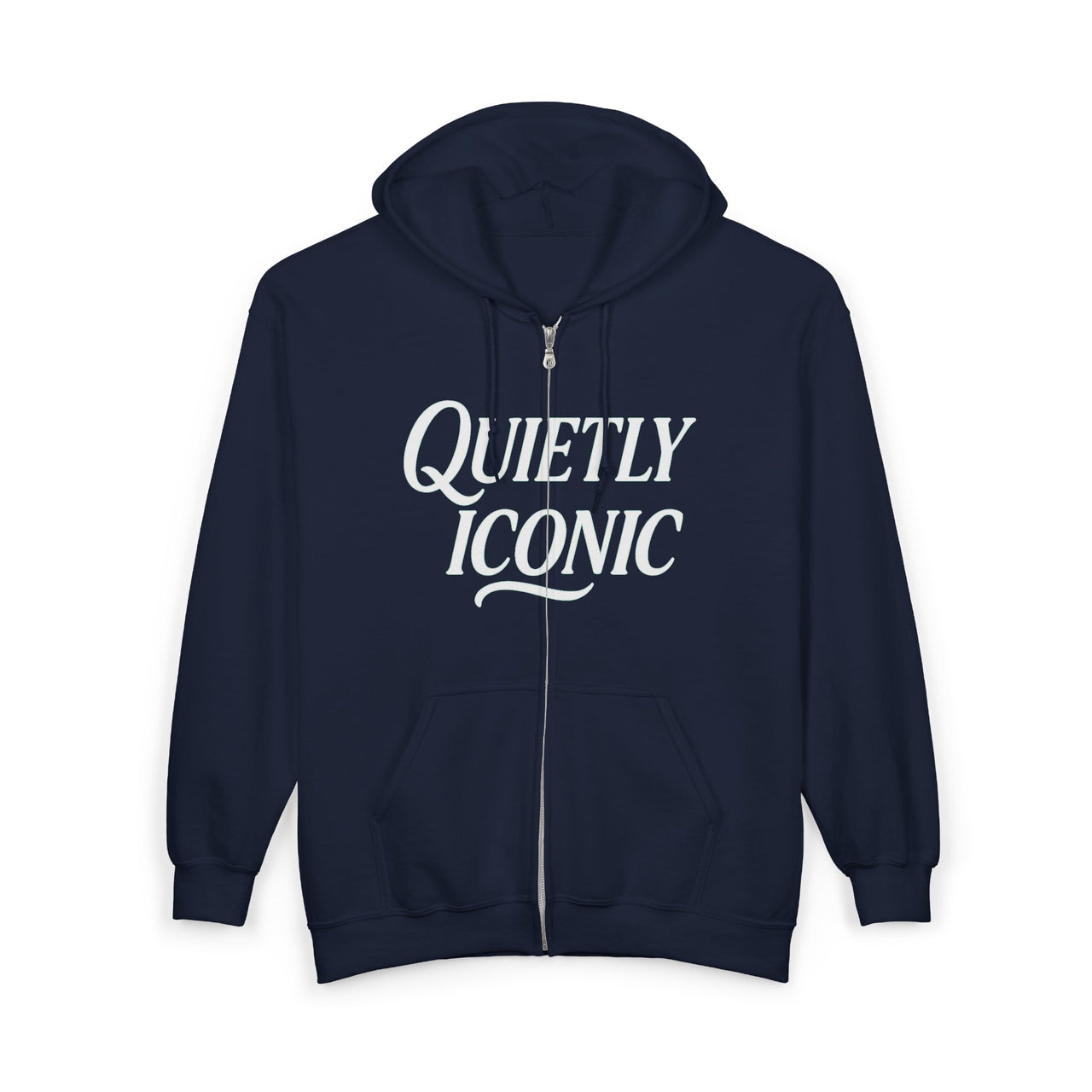 Quietly Iconic Modest Mindset Statement Zip Front Hoodie Sweatshirt