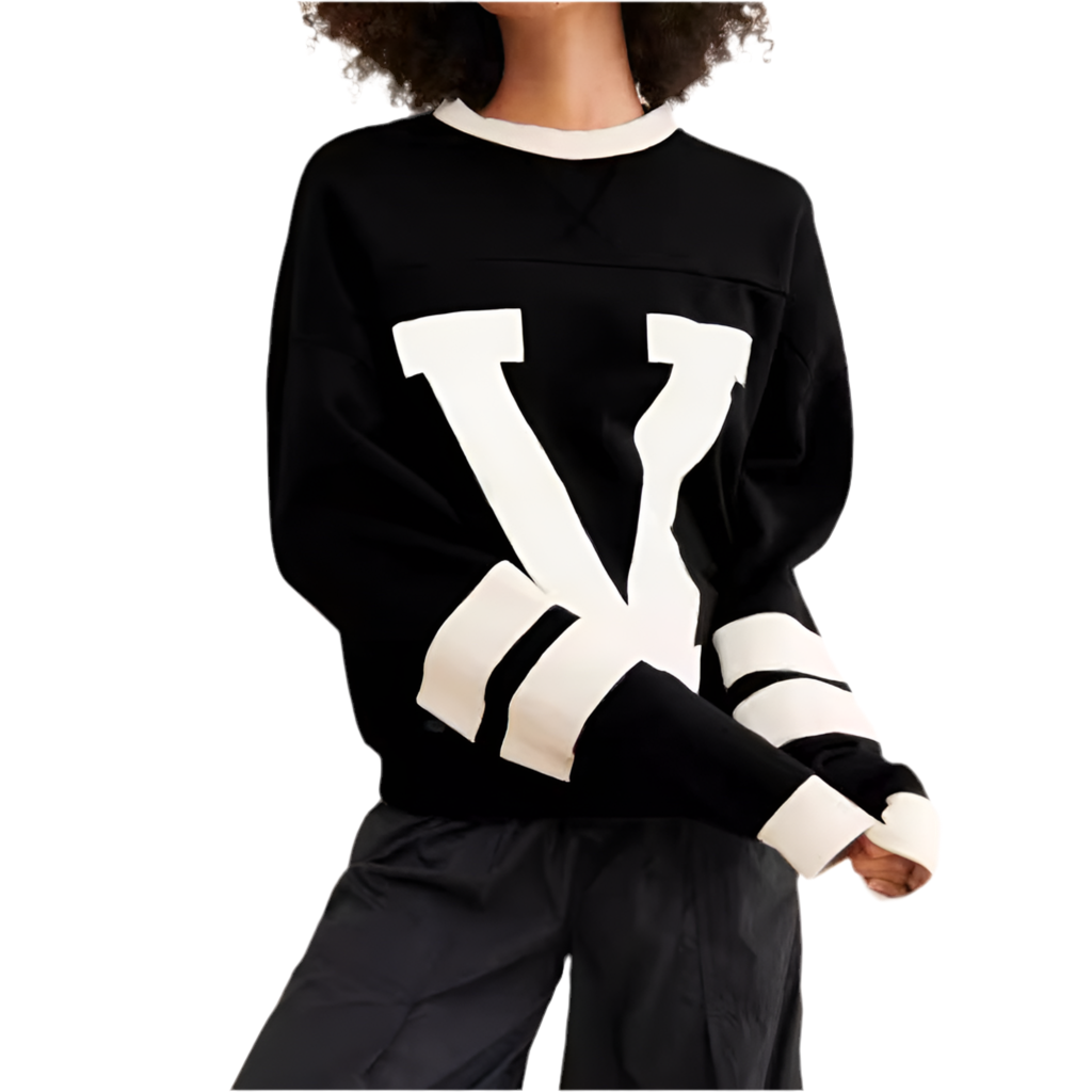 Street Cool Contrast Color Letter Graphic Sweatshirt – Loose Pullover