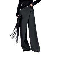Retro Minority Irregular Asymmetric High Waist Wide Leg Pants Loose Office Trousers
