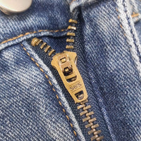 Women Clothing Autumn Magic Heavy Industry Metal Rivet White Pearl Straight Leg Denim