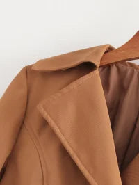 Earthtone Professional Spring And Autumn Lapel Skirt Set Neutral