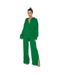 Earthtone Women's Modest Trendy Two-Piece Pant Set – Stylish Matching Outfit