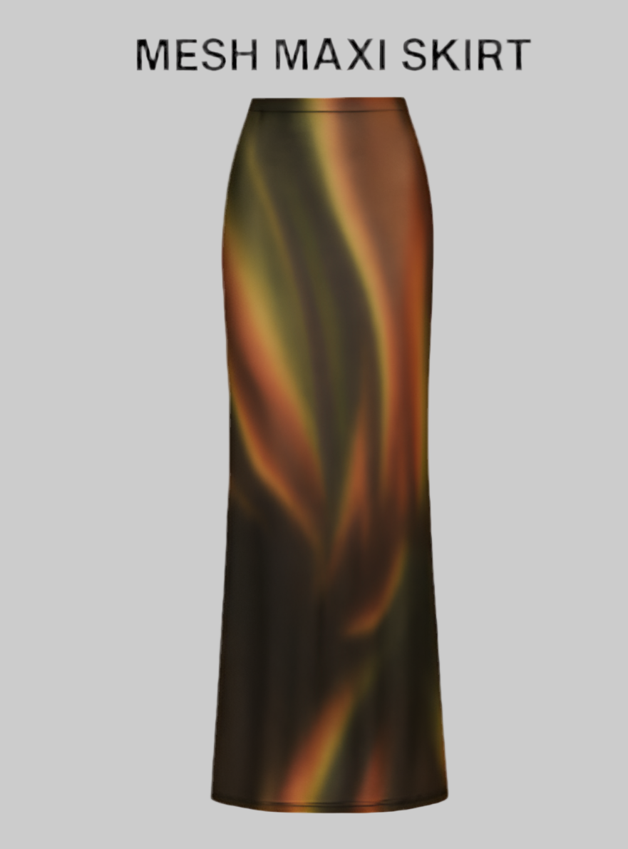 Earthtone PRINTED MESH MAXI SKIRT