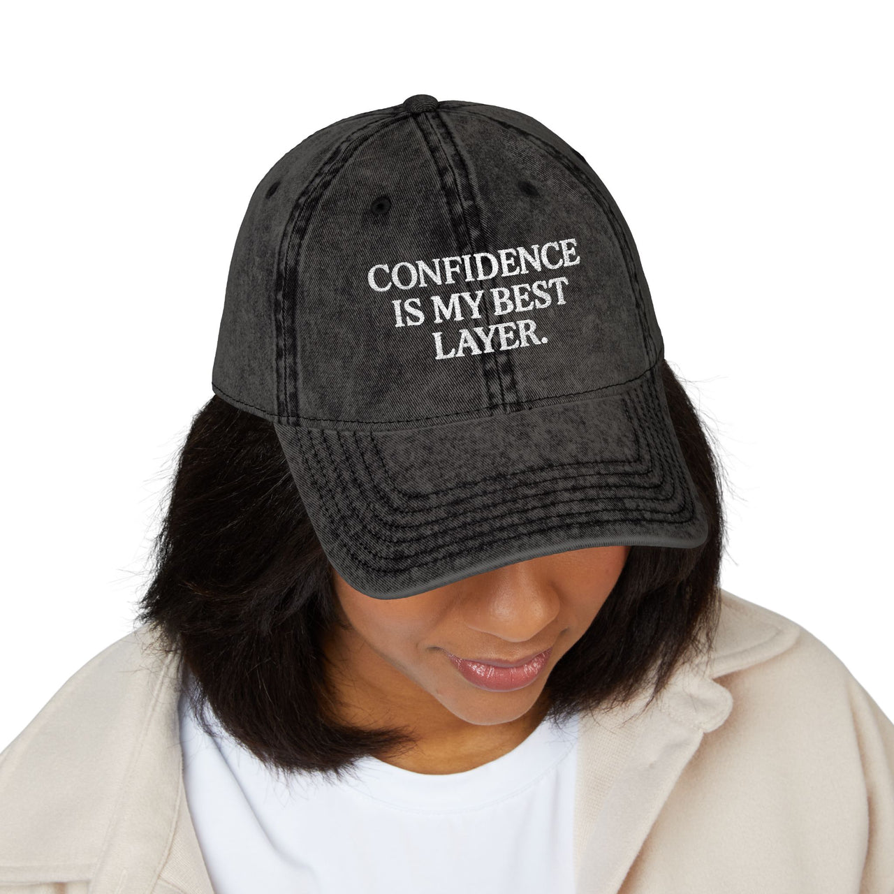 Confidence Quote Hat – Vintage Embroidered Dad Cap - Modestly Vogue