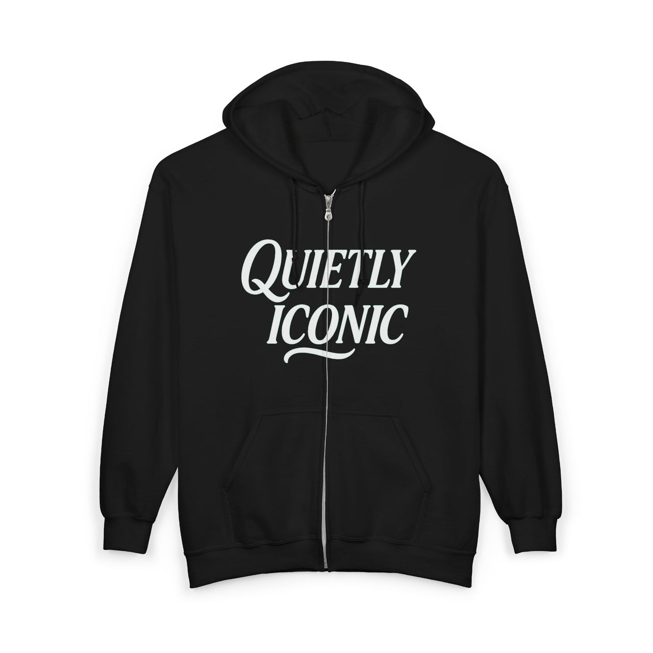 Quietly Iconic Modest Mindset Statement Zip Front Hoodie Sweatshirt