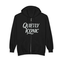 Quietly Iconic Modest Mindset Statement Zip Front Hoodie Sweatshirt