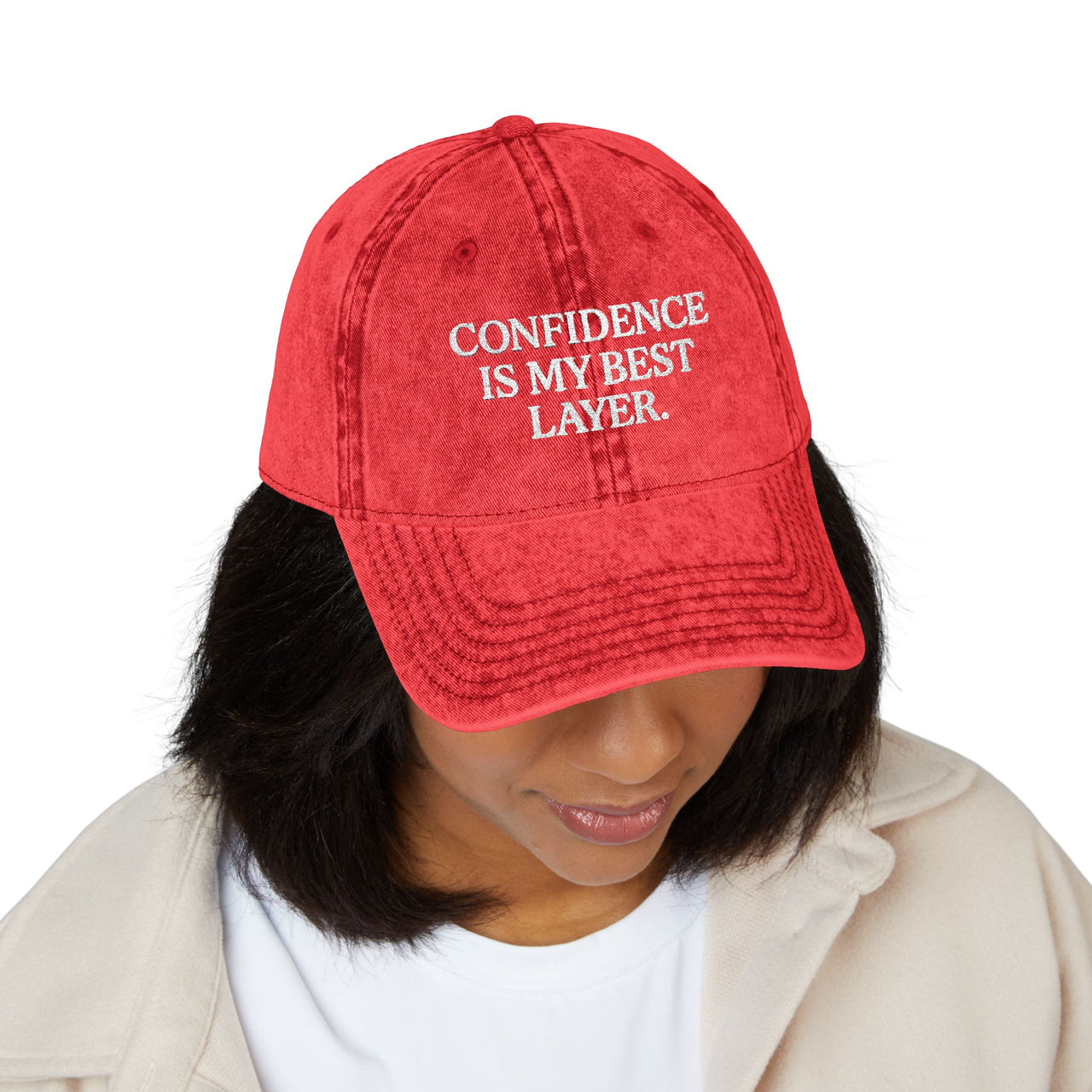 Confidence Quote Hat – Vintage Embroidered Dad Cap - Modestly Vogue