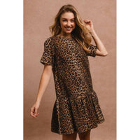 Stylish Dresses for Women – Trendy & Timeless Styles for Every Occasion | Modestly Vogue BiBi Tie Back Leopard Round Neck Short Sleeve Dress - Modestly Vogue