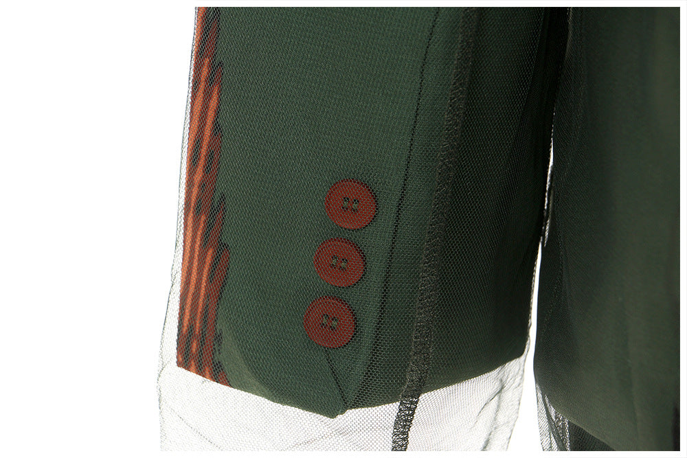 Personalized Graffiti Mesh Stitching Printing Two Piece Set Suit
