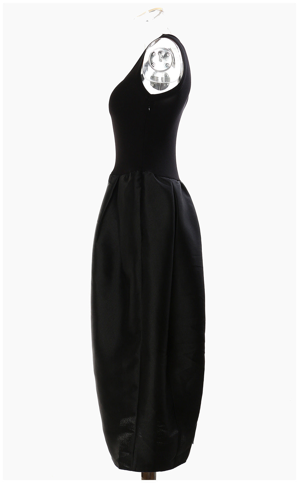 Black Knitted High Elastic Vest Stitching Hem Girl Dress