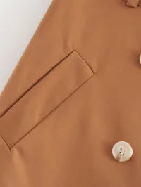 Earthtone Professional Spring And Autumn Lapel Skirt Set Neutral