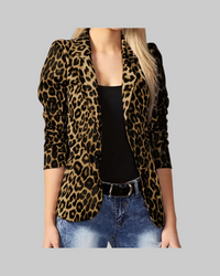 Leopard Print Women's Long Sleeve Blazer – Streetwear Style