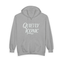 Quietly Iconic Modest Mindset Statement Zip Front Hoodie Sweatshirt