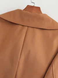 Earthtone Professional Spring And Autumn Lapel Skirt Set Neutral