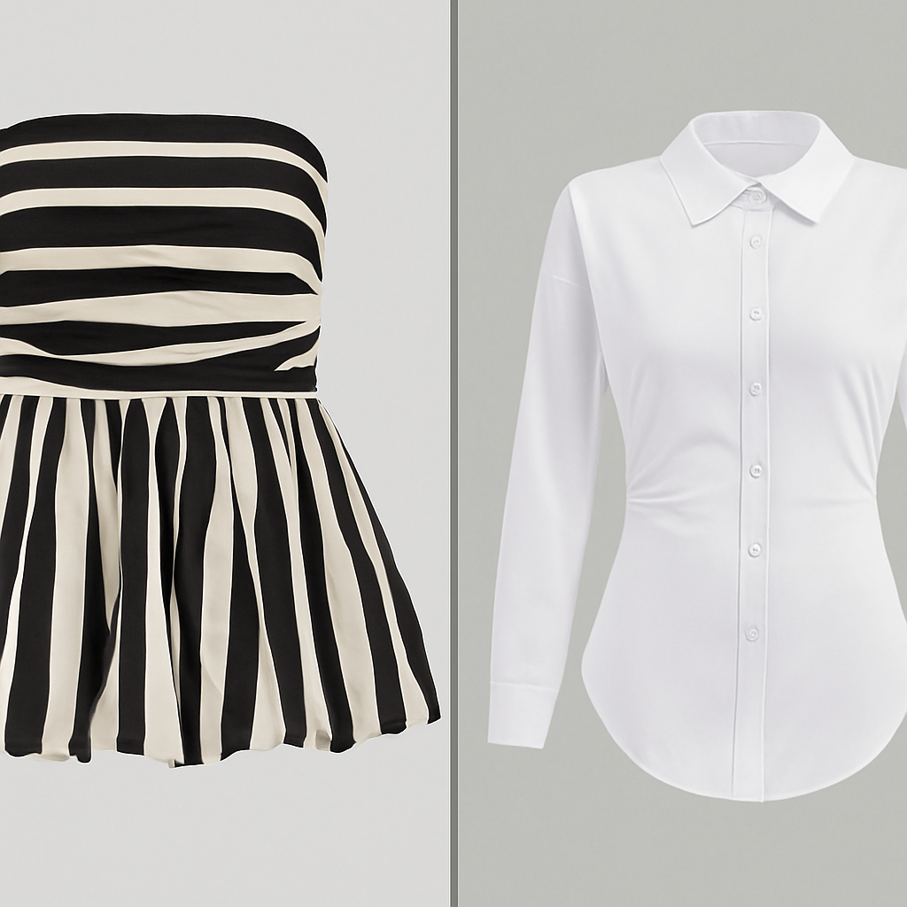 Stripe Strapless Peplum Top – Stylish & Chic Women’s Top - Modestly Vogue