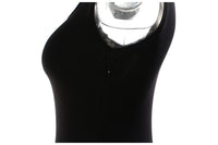 Black Knitted High Elastic Vest Stitching Hem Girl Dress
