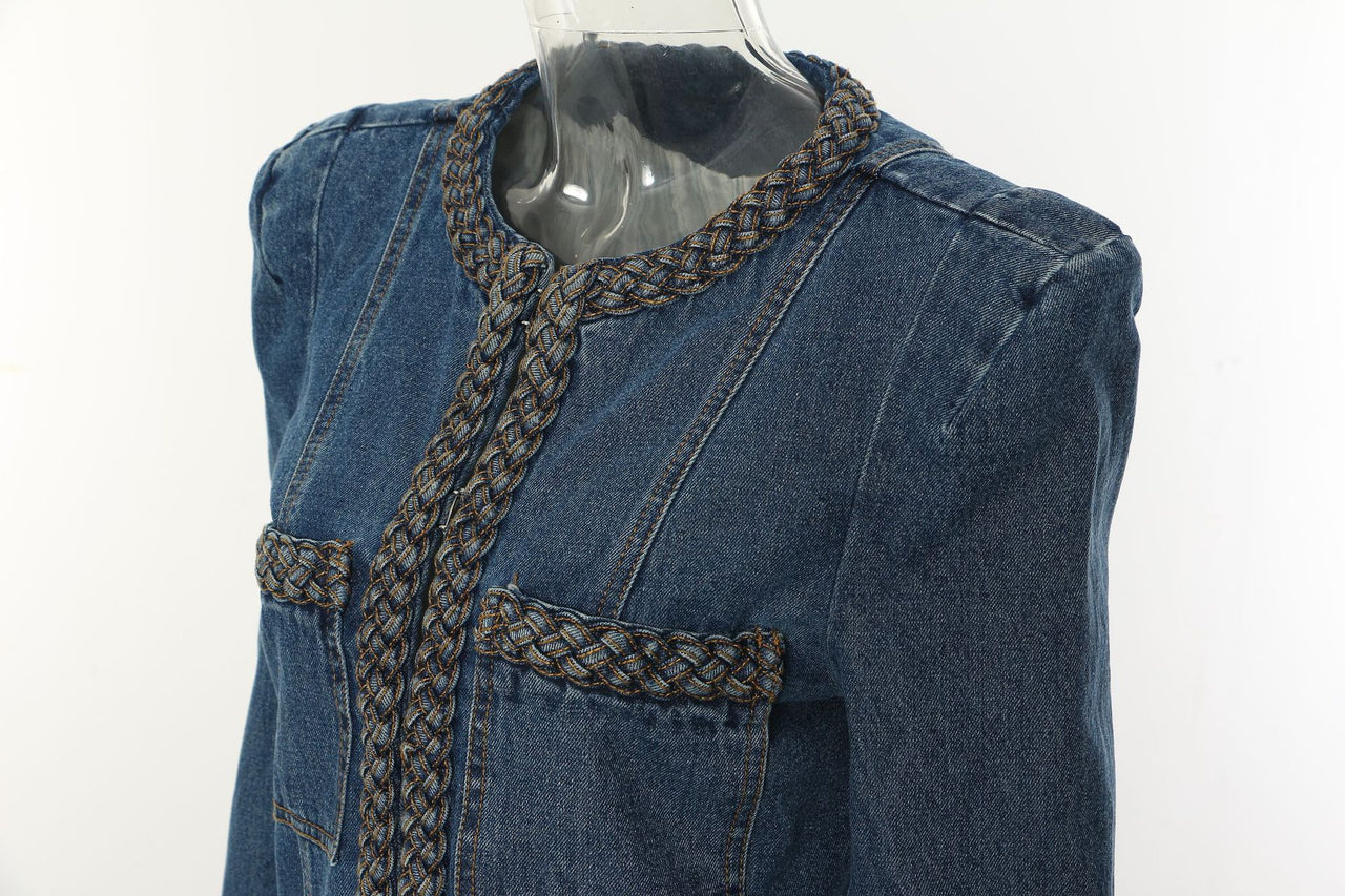 Personality Women Delicate Personality Padded Shoulder Denim Jacket Short Coat Women