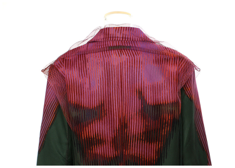 Personalized Graffiti Mesh Stitching Printing Two Piece Set Suit