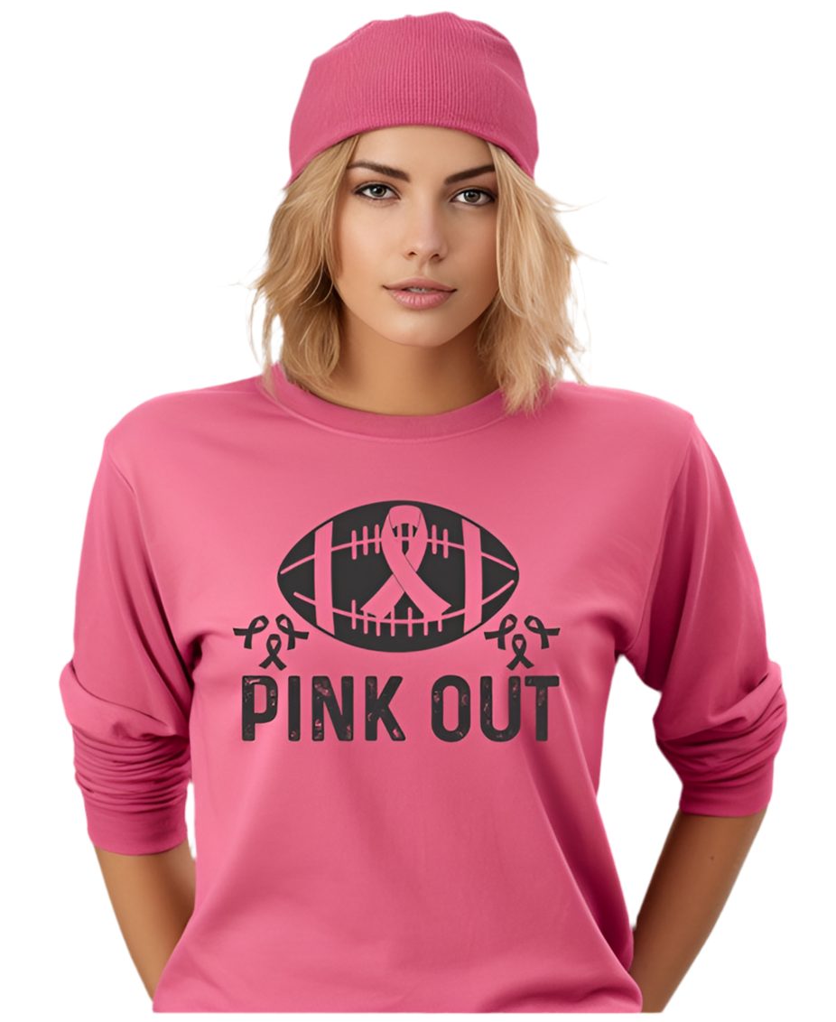 Pink Out Football Long Sleeve Tee