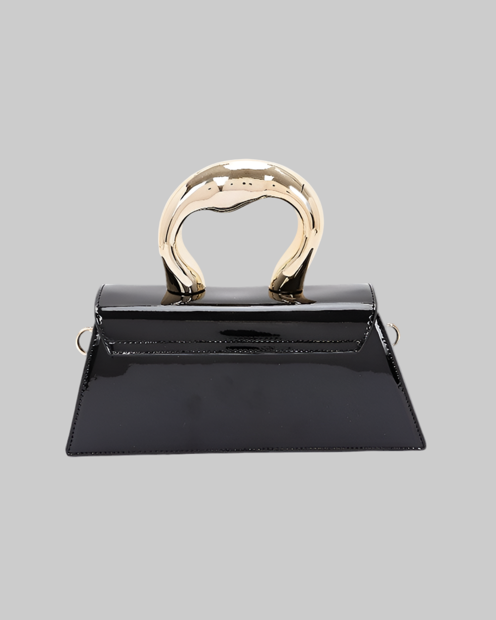 Silver Handle Patent Leather Swing Bag Purse