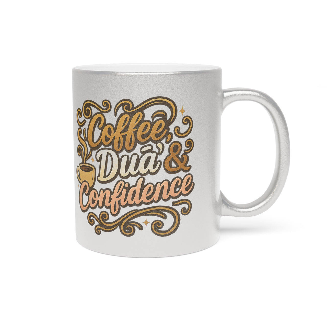 Coffee, Dua & Confidence Coffee Mug – Metallic Islamic Gift - Modestly Vogue