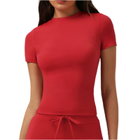 Nude Feel Yoga Crew Neck T shirt Short Sleeves Sports Workout Clothes Top Running Yoga Clothes Top T shirt