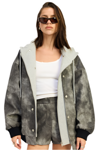 LEATHER MIX MEDIA BOMBER JACKET