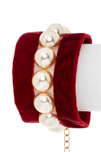 Iconic Pearl And Velvet Bracelet