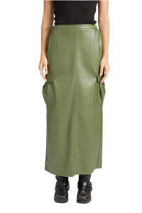 LEATHER CARGO MAXI SKIRT