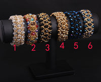 Colorful Crystal Gem Woven Stretch Bracelet - Modestly Vogue