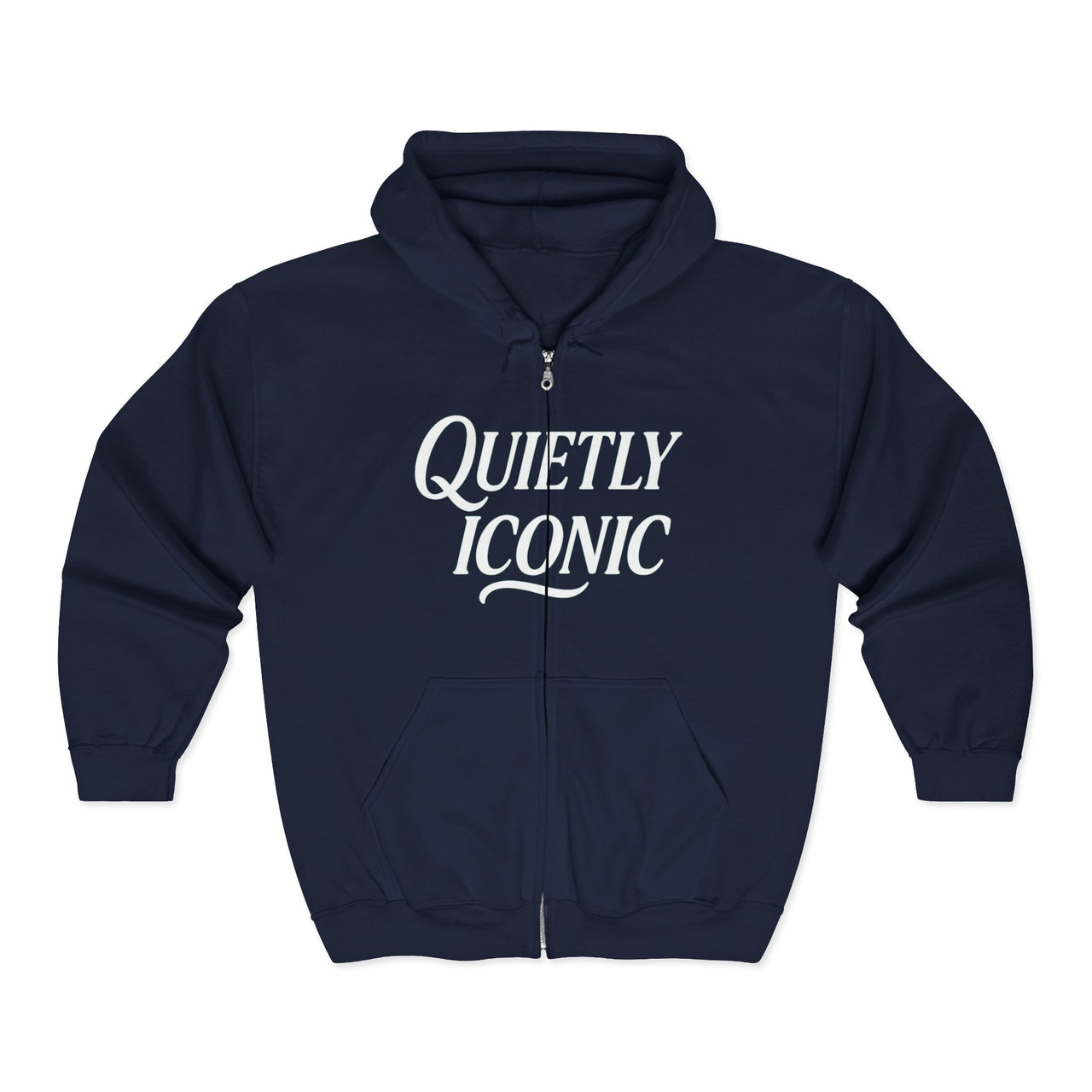 Quietly Iconic Modest Mindset Statement Zip Front Hoodie Sweatshirt
