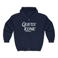 Quietly Iconic Modest Mindset Statement Zip Front Hoodie Sweatshirt