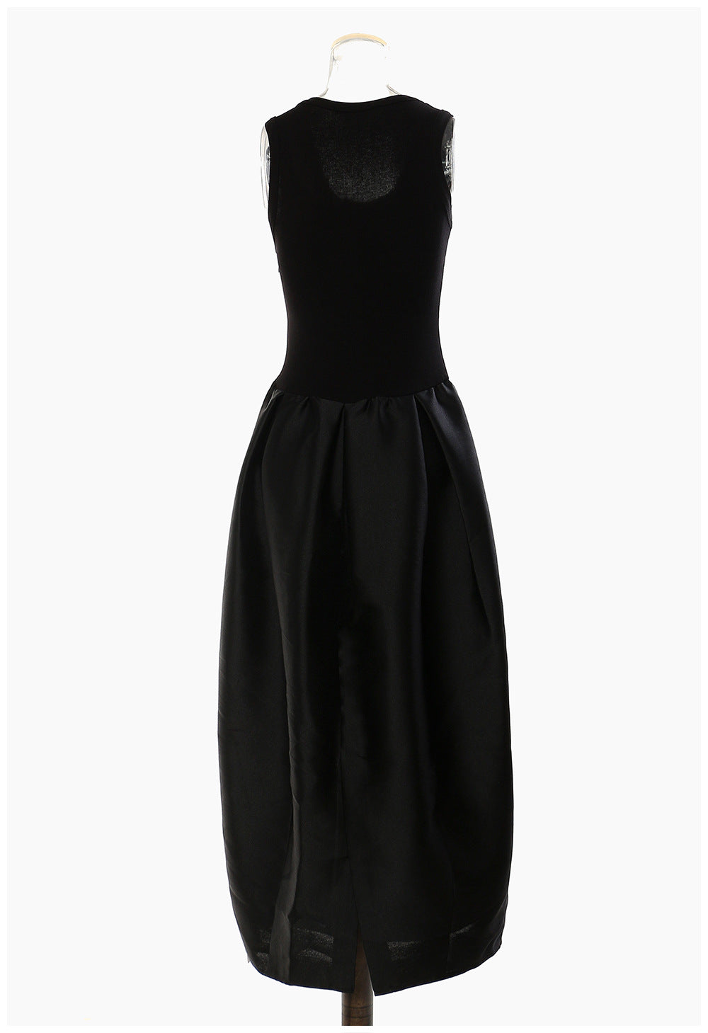 Black Knitted High Elastic Vest Stitching Hem Girl Dress
