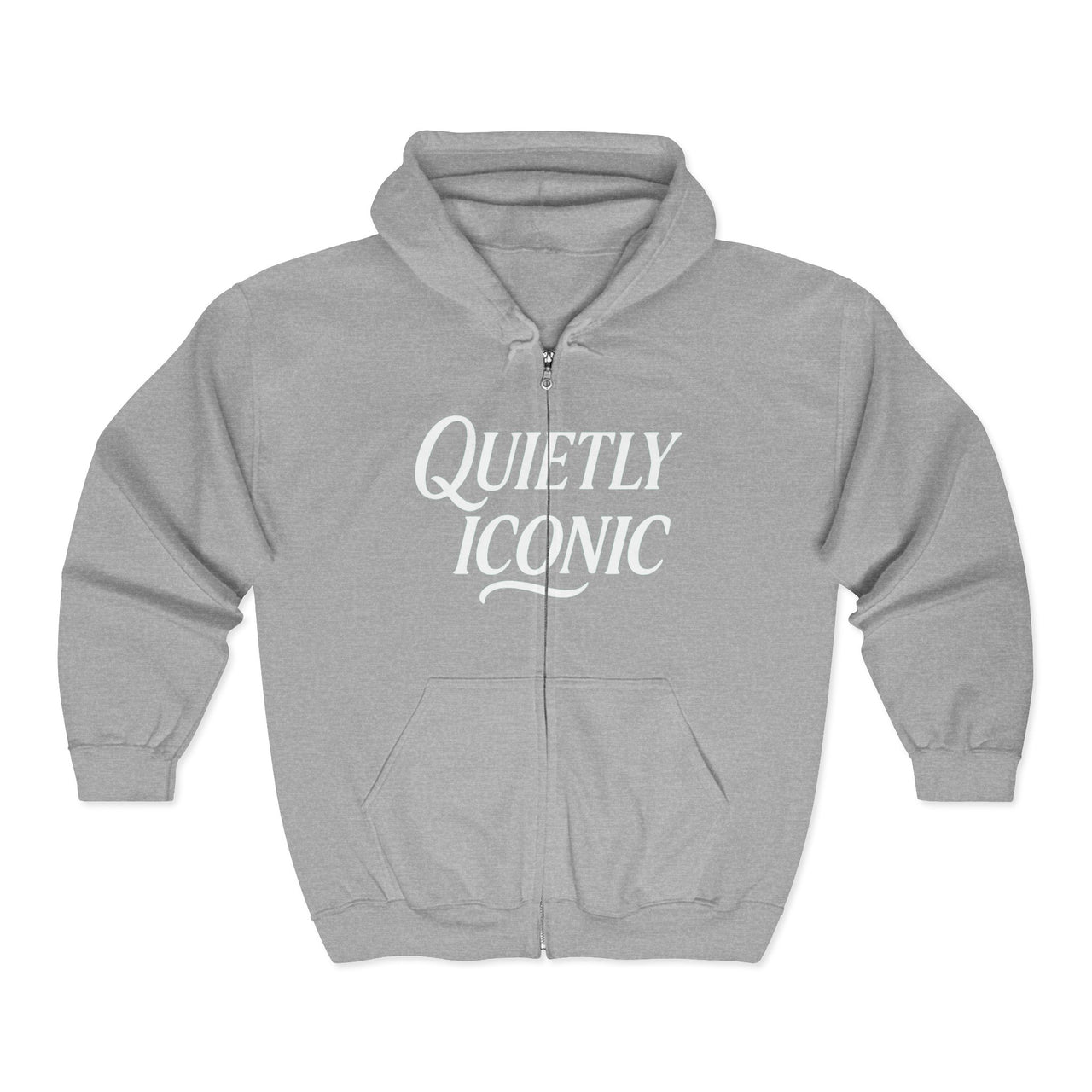 Quietly Iconic Modest Mindset Statement Zip Front Hoodie Sweatshirt