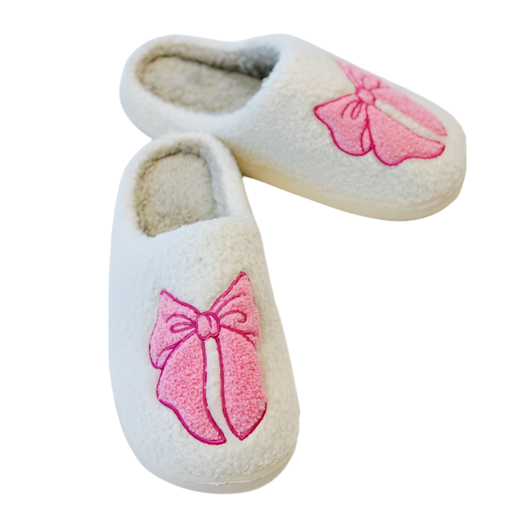 Pink Lounge Bow Cozy Slippers